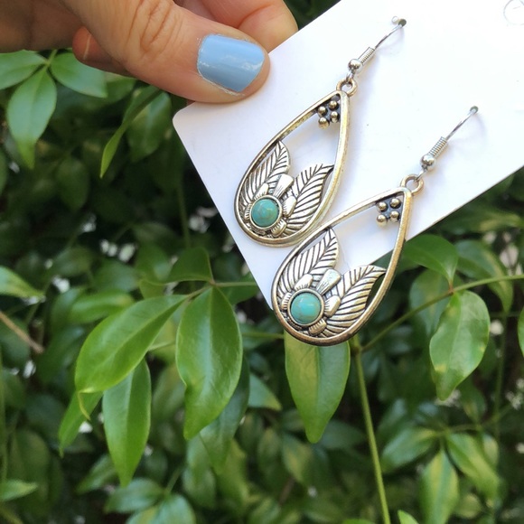 Turquoise Boho Drop Earrings - Picture 4 of 5